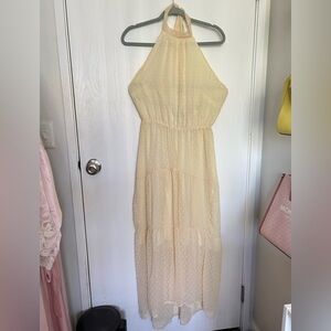 Light Yellow Halter Maxi Dress - Elegant Sheer Summer Dress